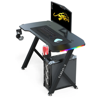 Bureau de jeu PC ergonomique en bois avec surface en fibre de carbone, design convertible et extensible pour le bureau à domicile