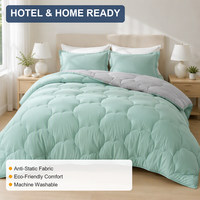 Ensemble de couette réversible Soft Cloud Stitch, couette légère double face gris menthe pour chambre à coucher