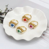 Bague ajustable plaquée or œil du diable 2026, bijoux de mode, bague œil du démon en cuivre, bagues de doigt à manchette