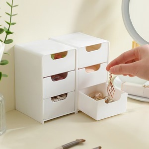 <strong>Fashion</strong> <strong>Drawer</strong> Simple Three-layer Jewelry Storage Box White <strong>Plastic</strong> Cosmetics Desktop Storage Organizer Box - Product Image 2