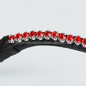 Cristales de vidrio redondos de colores clásicos mega Bling decorado hecho a mano banda de frente de caballo de cuero negro o marrón en mazorca completa - Product Image 1