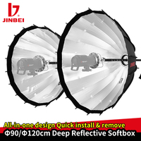 JINBEI Boîte à lumière parabolique réfléchissante profonde de 120 cm pour flash Speedlite, monture Bowens, avec sac, diffuseur et grille