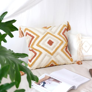 Housse de coussin décorative 45x45cm style bohème, brodée au point de croix, personnalisable - Product Image 3