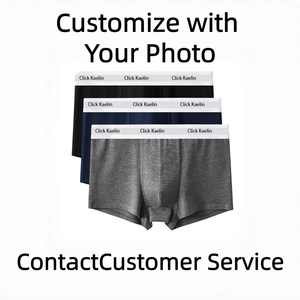 Boxer da <span class=keywords><strong>Uomo</strong></span> Senza Cuciture <span class=keywords><strong>100</strong></span>% <span class=keywords><strong>Cotone</strong></span> con Stampa Personalizzata, Vita Alta, Lavorazione a Maglia, Traspiranti - Product Image 3