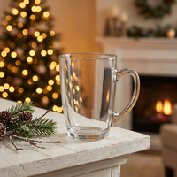 Tasses à thé en verre de style nordique personnalisées en gros avec poignée, capacité de 361 ml, compatibles lave-vaisselle et transparentes, pour la maison, les mariages et les fêtes