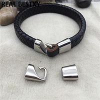 Mode 316L acier inoxydable connecteurs breloques homard fermoir ajustement plat en cuir Bracelet fabrication de bijoux bricolage résultats en gros