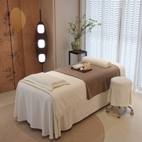 Ensemble de linge de spa de luxe en jacquard blanc, ensemble de linge fonctionnel pour table de massage