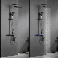 Ensemble de robinetterie de douche en laiton de luxe contemporain, système de pluie, mélangeur d'eau chaude et froide, douchette à main en cascade