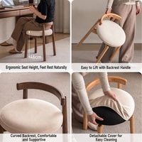 Chaise de salle à manger pivotante en bois massif nordique avec coussin d'assise amovible et lavable, rotation à 360°, mobilier moderne minimaliste pour la maison