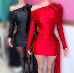 PEEQI D25DS481 <strong>Fashion</strong> Sexy Short Dresses Women Ribbon Slanted Shoulders Dress Female Night Party Club <strong>Wear</strong> <strong>2026</strong> - Product Image 1