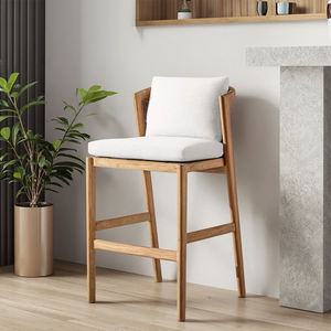 كرسي خشبي للحديقة لتناول الطعام رعوي ، كرسي بأرجل هايت من خشب الساج ، شاطيء جانبي من خشب الروطان PE - Product Image 3