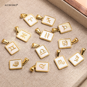 Amuleto del Zodiaco de Concha |   Colgante del Zodiaco de Madreperla en Acero Inoxidable Chapado en Oro PVD de 18K |   Impermeable, Hipoalergénico, Resistente al Deslustre - Product Image 3