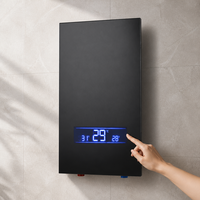 Chauffe-eau électrique instantané B-YILAI 8800W avec panneau en verre sans soudure, affichage triple température, interface en laiton, chauffage rapide en 3 secondes pour la douche