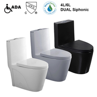 WC monobloc pour salle de bain, homologué CUPC, WaterSense, ADA, à double chasse siphonique 4L/6L, avec installation encastrée de 12 pouces, coloris Blanc, Gris, Noir