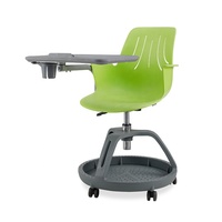 Chaise de conférence de bureau moderne en plastique flexible pour mobilier scolaire, pivotante à 360°, mobile, avec tablette d'écriture