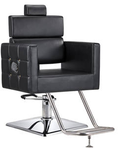 Chaise de salon de beauté en cuir synthétique noir avec base chromée Appui-tête inclinable durable pour la coupe de cheveux Tatouage des sourcils - Product Image 3