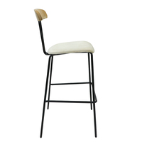 Tabouret de bar nordique avec dossier en bois massif, assise rembourrée douce, structure en métal, chaise haute pour la maison, restaurant, café, hôtel