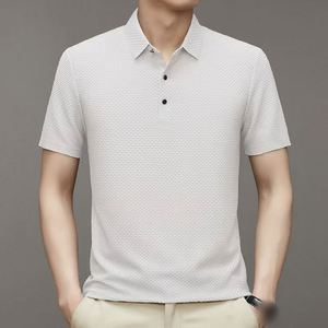 Nouveau <span class=keywords><strong>Polo</strong></span> d'été en Soie Glacée pour Homme, T-shirt Décontracté à Manches Courtes avec Col Jacquard et Infroissable - Product Image 1