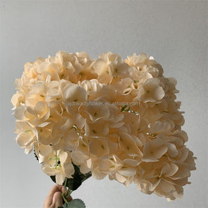 L-283 <span class=keywords><strong>Champagne</strong></span> 5 Têtes <span class=keywords><strong>de</strong></span> fleurs d'hortensia artificielles modernes et réalistes en soie douce, faites à la main, pour arche <span class=keywords><strong>de</strong></span> mariage, maison, hôtel - Product Image 2
