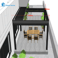 Pergola rétractable moderne Sweet Home en aluminium motorisée, bioclimatique, imperméable, résistante à la neige et au vent, pour maison d'été