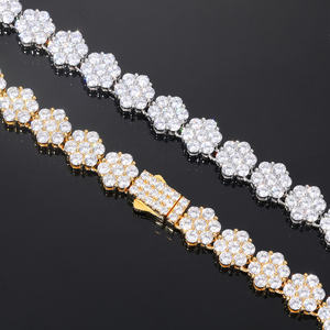 Самый продаваемый браслет-цепочка из позолоченного 18-каратным золотом циркония с кластерным дизайном, прозрачный, в стиле кубинской цепи, унисекс, модный, трендовый стиль - Product Image 3