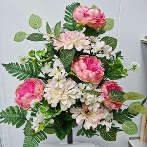 Bouquet de fleurs artificielles en soie faites à la main, réalistes, 9 têtes, pivoines et lys, pour la rentrée scolaire, les arches de mariage, la décoration de la maison et du <span class=keywords><strong>jardin</strong></span>, doux au toucher - Product Image 2