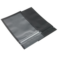 1 paquet de 100 pochettes plates refermables en mylar noir mat, résistantes à l'humidité, avec fermeture éclair et face transparente en plastique