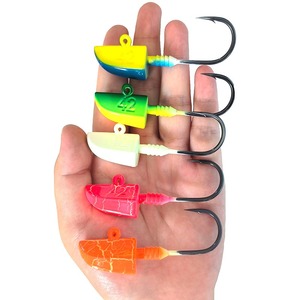 Aukay Personnalisé OEM <span class=keywords><strong>BKK</strong></span> Noir Nickel Crochet 14g28g42g56g Coloré Lumineux Poisson Tête De Plomb Jigging Crochets pour Eau Salée 2pcs par sac - Product Image 2