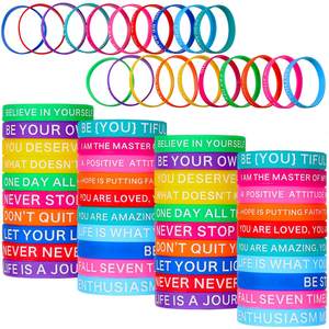 Pulseras para Adultos con Letras en Inglés Inspiradoras, Multicolores, Unisex, Juego de Regalo de Joyería, Paquete de 10 Piezas - Product Image 1