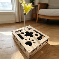 Boîte de labyrinthe d'enrichissement pour chat en bois avec logo personnalisé, jouet interactif de chasse, bois naturel durable pour chats d'intérieur