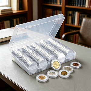 Bulk Transparent Acrylic Custom Logo Coin Capsule Holder Dustproof Storage <b>Box</b> for Coin <b>Collection</b> - Product Image 2