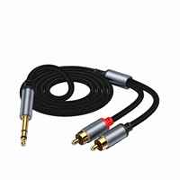 Câble audio 6,5 mm vers double RCA tressé, adaptateur stéréo avec connecteurs plaqués or pour amplificateur, haut-parleur, mixeur et audio domestique