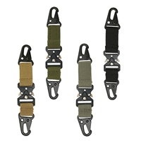 En gros, Porte-clés mousqueton tactique en sangle de nylon, avec boucle à dégagement rapide en métal, clip HK, clip de ceinture EDC et anneau pour équipement