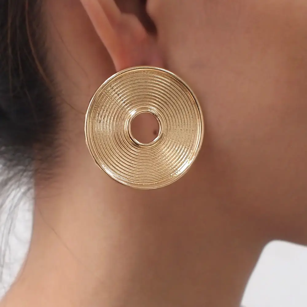 African personality exaggerated metal big round circle gold statement earrings jewelry wholesale women 2022