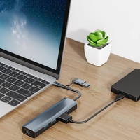 Hub USB 5-en-2, adaptateur répartiteur Type C vers USB 3.0*3, RJ45 1000M, PD 100W, station d'accueil pour ordinateur portable