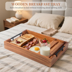 Bandeja de madera para delicatessen con asa, acabado pulido, para servir alimentos en el hogar, bares, fiestas y comidas - Product Image 4