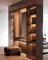 CBMmart Meubles de chambre à coucher avec éclairage LED personnalisé de style scandinave moderne, design de placards en verre, dressing
