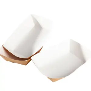 1 lb Kraft Paper Food Trays Recyclable Eco-Friendly Take Out Food Serving Boats Baskets Trays