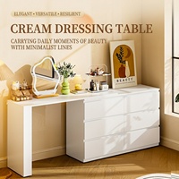 Table de toilette moderne modulaire capitonnée en acier avec 4 tiroirs et rangement pour chambre à coucher