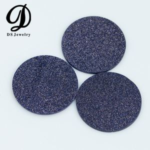 Pierre d'or ronde double plate Pierre précieuse Aventurine Verre Bleu - Product Image 2