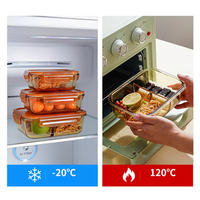Keuken Kinderen Herbruikbare Magnetron Glazen Voedsel Container Lekvrij Deksel Bento Lunchbox School Maaltijd Prep Containers Glazen Fles Voedsel
