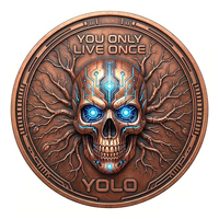 Pièce de collection OEM antique en cuivre fin 999, 1 once, ultra-relief double face, YOLO Grim Sand Hourglass, pièce de défi souvenir