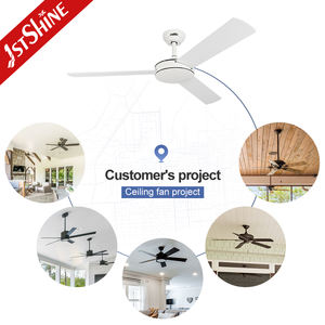 Ventilador de techo de 3 aspas de madera MDF blanco, sin luz, 1 unidad - Product Image 5