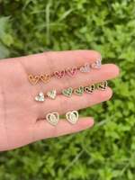 Anting-anting tusuk bunga lapis emas 18K grosir, bertabur CZ, perhiasan minimalis mewah, hadiah trendi untuk wanita
