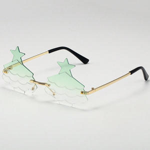 Рождественская елка солнцезащитные очки оттенки Металлические модные персонализированные Солнцезащитные очки без оправы для вечеринок для женщин - Product Image 5