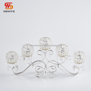 Support de bougie en acrylique lisse à 5 têtes, design miroir transparent, 118 cm, centre de table pour décorations de mariage - Product Image 5