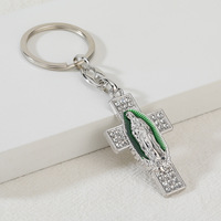 Porte-clés religieux catholique rétro, pendentif en métal micro-incrusté, accessoire coloré en zircon Vierge Marie