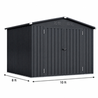 Abri à outils galvanisé durable toute l'année, 10*8 pieds, double porte, résistant à la rouille, pour le rangement extérieur dans la cour