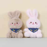 En gros, Porte-clés pendentif lapin en peluche mignon avec écharpe de dessin animé, rembourrage en coton PP, jouet animal en peluche mini lapin pour décoration de sac