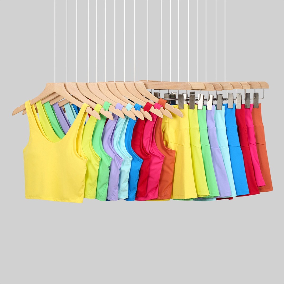 Wholesale Lulu High Support Breathable Solid Plus Size Sports Bra Pleated Skirt 2-Piece Set Premium Quality Eco-Friendly Fabric